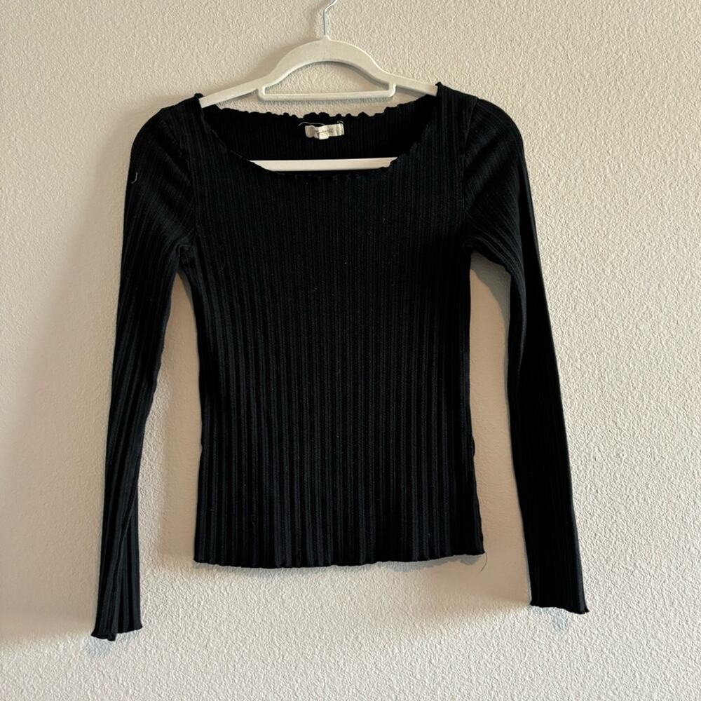 Madewell Black Ribbed Long Sleeve Top size XS